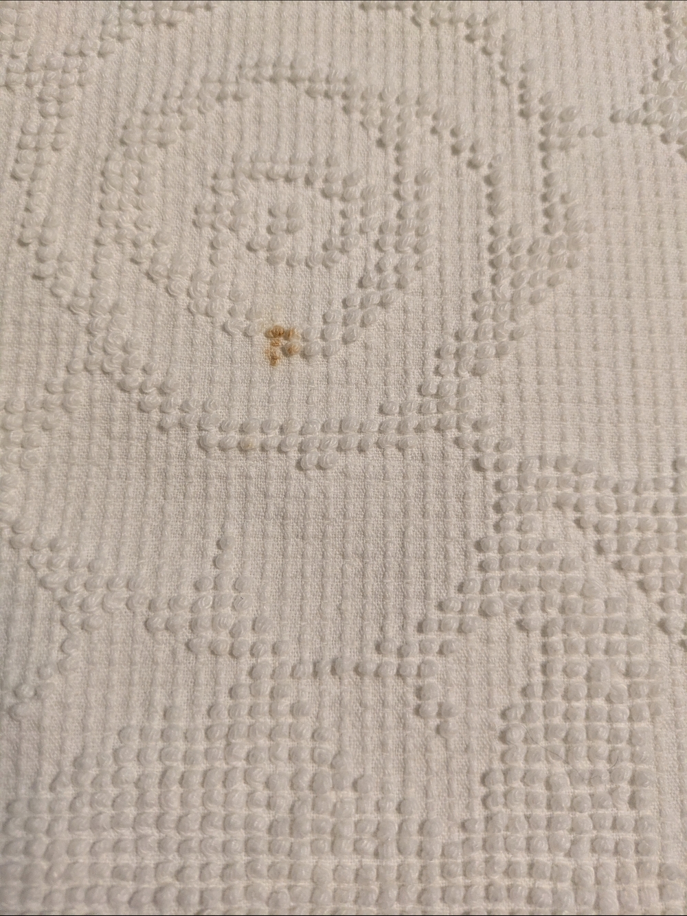 Vintage Cream King Chenille Cotton Comforter - Neutral Bedding - Picture 6 of 7